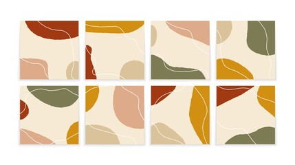 Wall Mural - abstract organic shapes backgrounds. contemporary set of banners with minimalistic doodle objects, v