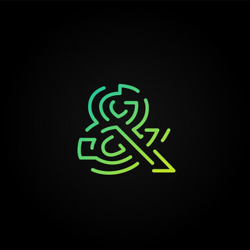 Green dashed stroke font character from a fontset, vector illustration