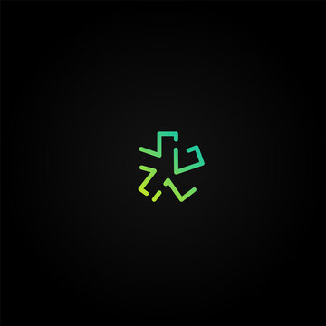 Green dashed stroke font character from a fontset, vector illustration
