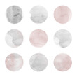 © annaspoka - Instagram highlight cover icon and web button design template. minimal abstract pink and gray watercolor circle round shapes. Hand painted brush stain stamp.