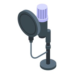 Poster - Podcast studio microphone icon. Isometric of podcast studio microphone vector icon for web design isolated on white background
