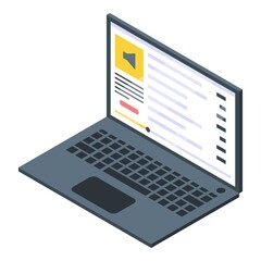 Poster - Podcast online laptop icon. Isometric of podcast online laptop vector icon for web design isolated on white background