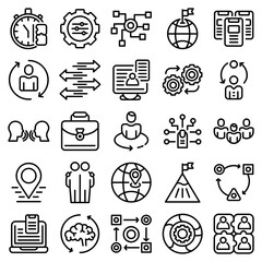 Poster - Adaptation icons set. Outline set of adaptation vector icons for web design isolated on white background