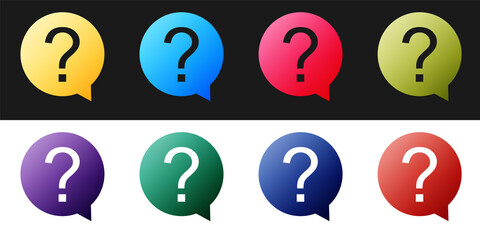 Poster - Set Question mark in circle icon isolated on black and white background. Hazard warning symbol. Help symbol. FAQ sign. Vector.