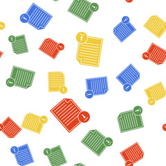 Poster - Color Document with download sign icon isolated seamless pattern on white background. File document symbol. Vector.