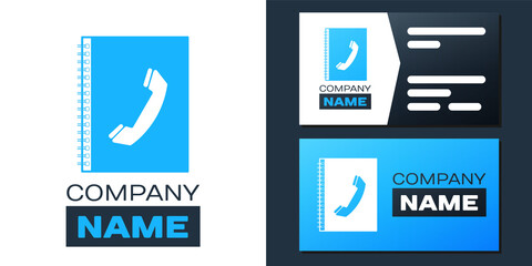 Poster - Logotype Phone book icon isolated on white background. Address book. Telephone directory. Logo design template element. Vector.