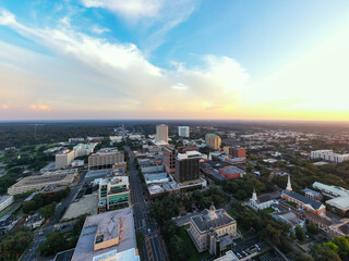 Fototapete - Aerial photo view of Downtown Tallahassee FL USA Leon County
