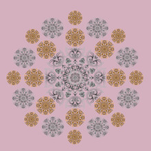 Silver And Gold Patterns On A Pink Background