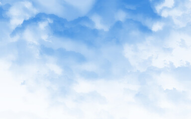 Wall Mural - watercolor illustration cloudy art abstract blue color texture background, clouds and sky pattern. w