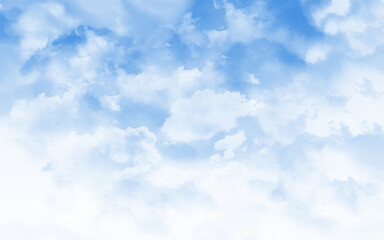 watercolor illustration cloudy art abstract blue color texture background, clouds and sky pattern. w