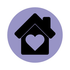 Sticker - house love heart together pictogram block silhouette icon icon