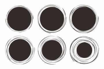 Poster - Set of Abstract Grunge Blank Circle Shape Illustration Design, Black Circle Paint Brush Template Vector