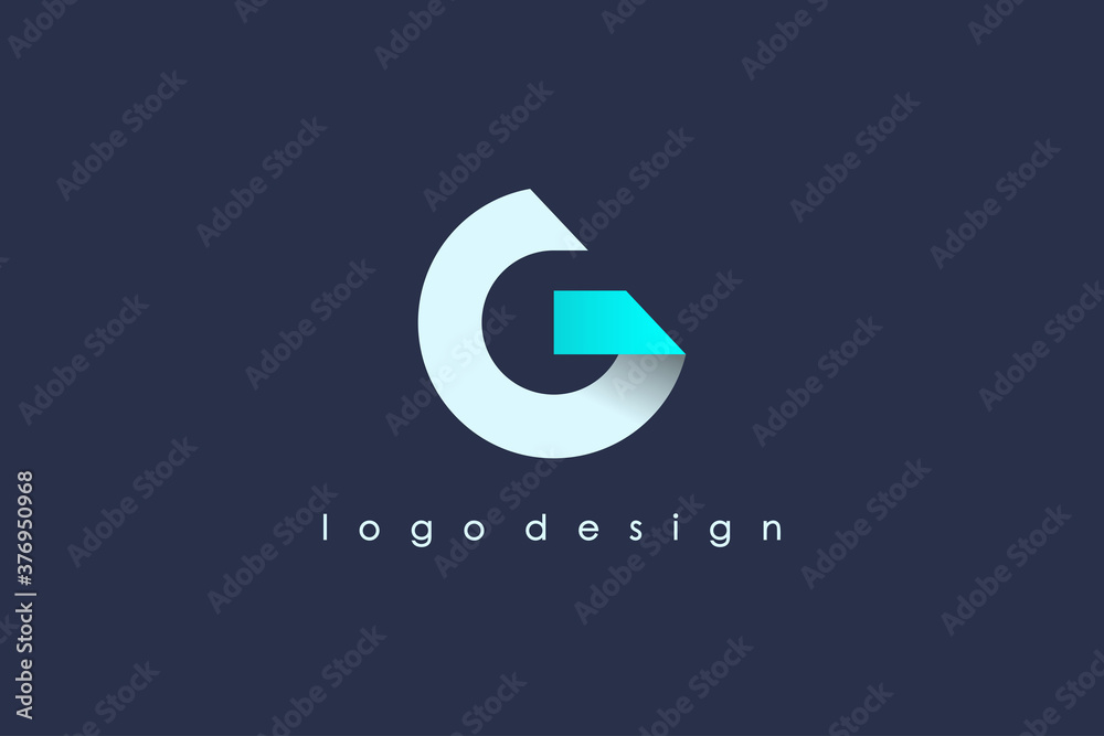 Initial Letter G Logo. White and Blue Circle Shape Origami Style ...