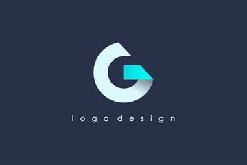 Leinwandbilder - Initial Letter G Logo. White and Blue Circle Shape Origami Style isolated on Blue Background. Usable for Business and Branding Logos. Flat Vector Logo Design Template Element.