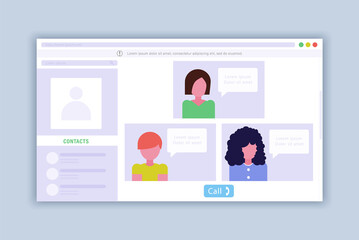 Chat Application web page design template, modern user interface and content mockup