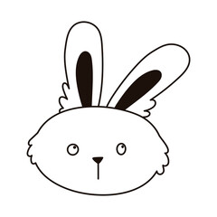 Wall Mural - cute face rabbit animal cartoon isolated icon line style