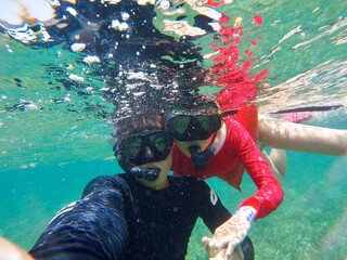 Couple snorkeling