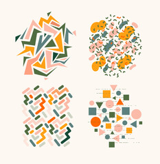 Poster - vector illustration of hand drawing work. creative outline doodles of abstract shapes. graphic design for background or frame for text. abstract isolated art elements for flyer, booklet, card, cover