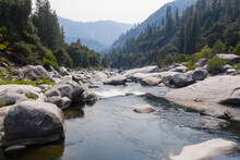 The Beautiful Feather River Flows Through A Scenic Canyon In Northern California' Sierra Nevada Mountains. This Beautiful Flow Of Water Is The Principal Tributary To The Sacramento River.