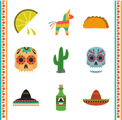 Canvas Print - mexican independence day, celebrated on september festival culture traditional icons