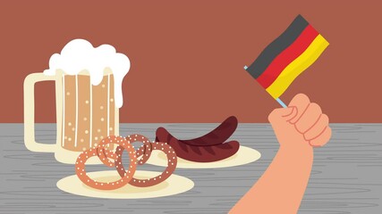 Sticker - oktoberfest celebration animation with beer jar and food