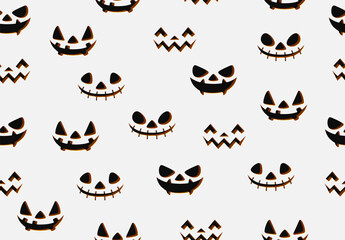 Canvas Print - Seamless Pattern with scary pumpkin smile. Halloween background. vector illustration