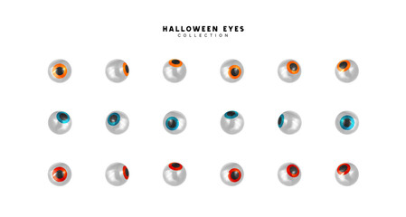 Poster - set of pupils of eyes. halloween objects. vector illustration
