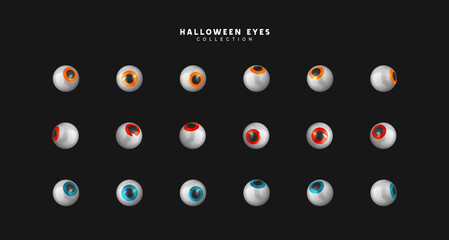 Poster - Set of pupils of eyes. Halloween objects. vector illustration