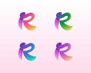 Abstract colorful letter R logo variations