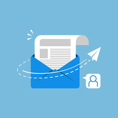 Poster - send message, email concept illustration flat design vector