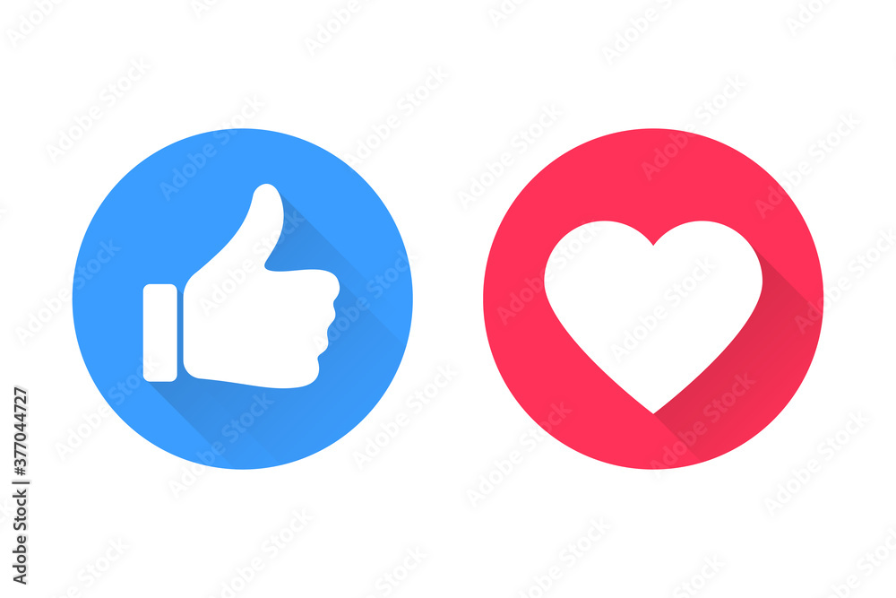 Thumbs and heart icon. Vector love and love icon. Like and like buttons ready for websites and mobile apps. Vector illustration - obrazy, fototapety, plakaty 