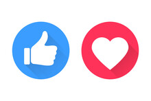 Thumbs And Heart Icon. Vector Love And Love Icon. Like And Like Buttons Ready For Websites And Mobile Apps. Vector Illustration