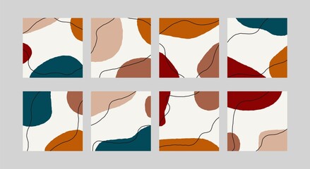 Wall Mural - abstract social media banners. contemporary background set, boho covers, minimalistic doodle organic