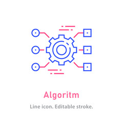 Aufkleber - Algorithm line icon on white background. Editable stroke.