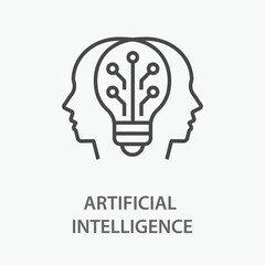Poster - artificial intelligence line icon on white background.