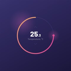 Poster - Control knob used for regulating. UI and UX Kit. Control center design. Progress bar. Temperature control. Eps 10.