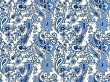 Traditional Indian Paisley Pattern  On White Background
