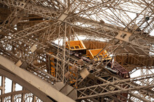 Eiffel Tower Close Up Construction In Paris