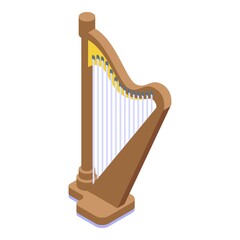 Poster - Harp icon. Isometric of harp vector icon for web design isolated on white background
