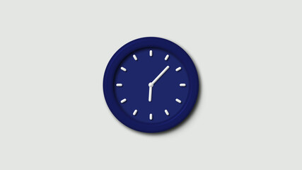 New counting down 3d wall clock icon on white background,blue dark clock icon