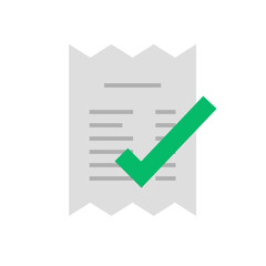 Poster - Bill paid icon vector, success payment approved notice symbol flat cartoon, invoice receipt verification completed notification, tax done with check mark tick valid symbol, confirmed money pay