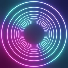 Poster - 3d glowing magic circle frame. Glowing neon fire wave.