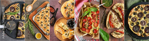 Different kinds of Italian focaccia Poster Mural XXL
