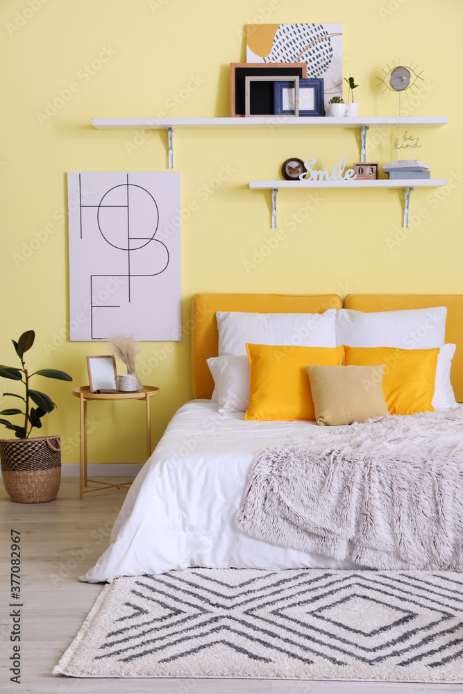 Stylish interior of modern bedroom