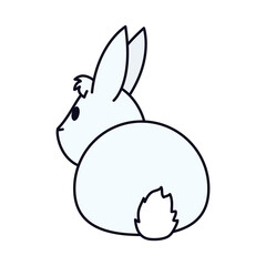 Sticker - rabbit back icon, line and fill style