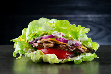 Canvas Print - low-carb salad with beef and mushrooms