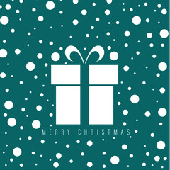 Sticker - Merry Christmas, gift box and snowflakes vector