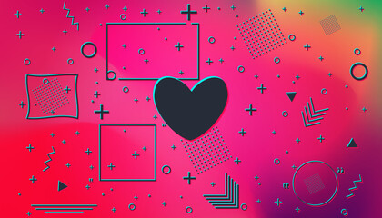 Leinwandbilder - Memphis card with glitch geometric shapes. Luxury fashioon design - 80-90s.