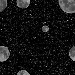 Wall Mural - seamless repeating pattern of the starry sky and the moon
