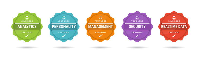 Poster - set of company training badge certificates to determine based on criteria. vector illustration certi